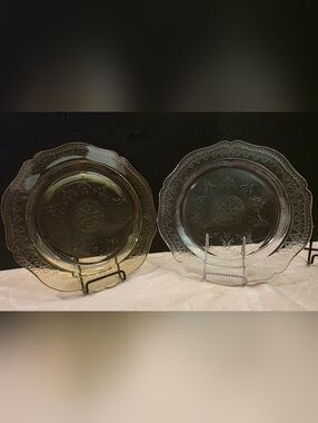 1930' Federal Glass Plate Patrcian Spoke Pattern Depression Glass Clear/Yellow